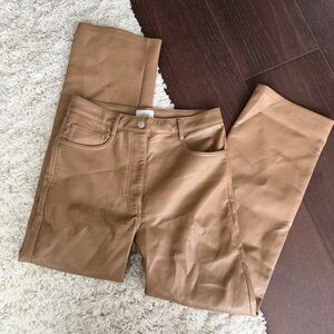 Wilfred Melina Straight Leg Leather Pants — Tan